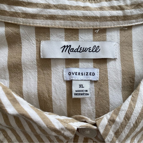 Madewell Modular Oversized Button-Up Shirt in Mixed Stripe Women's Size XL - Picture 8 of 10